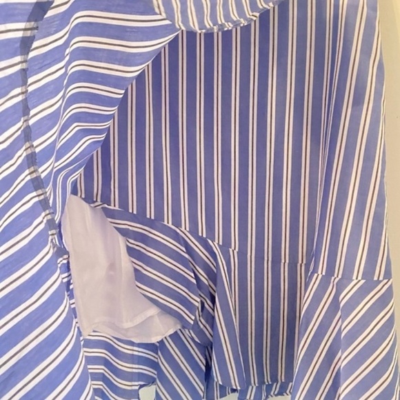 Talbots blue and white striped wrap skirt with ruffles 2P - Picture 4 of 7